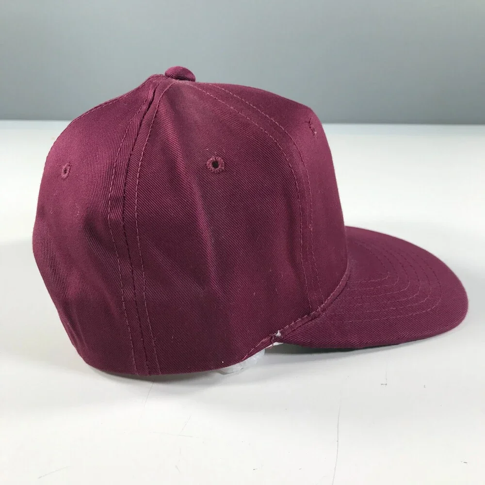 Vintage Snapback Hat Youth Size Dark Red Burgundy Flat Brim Kudzu YoungAn